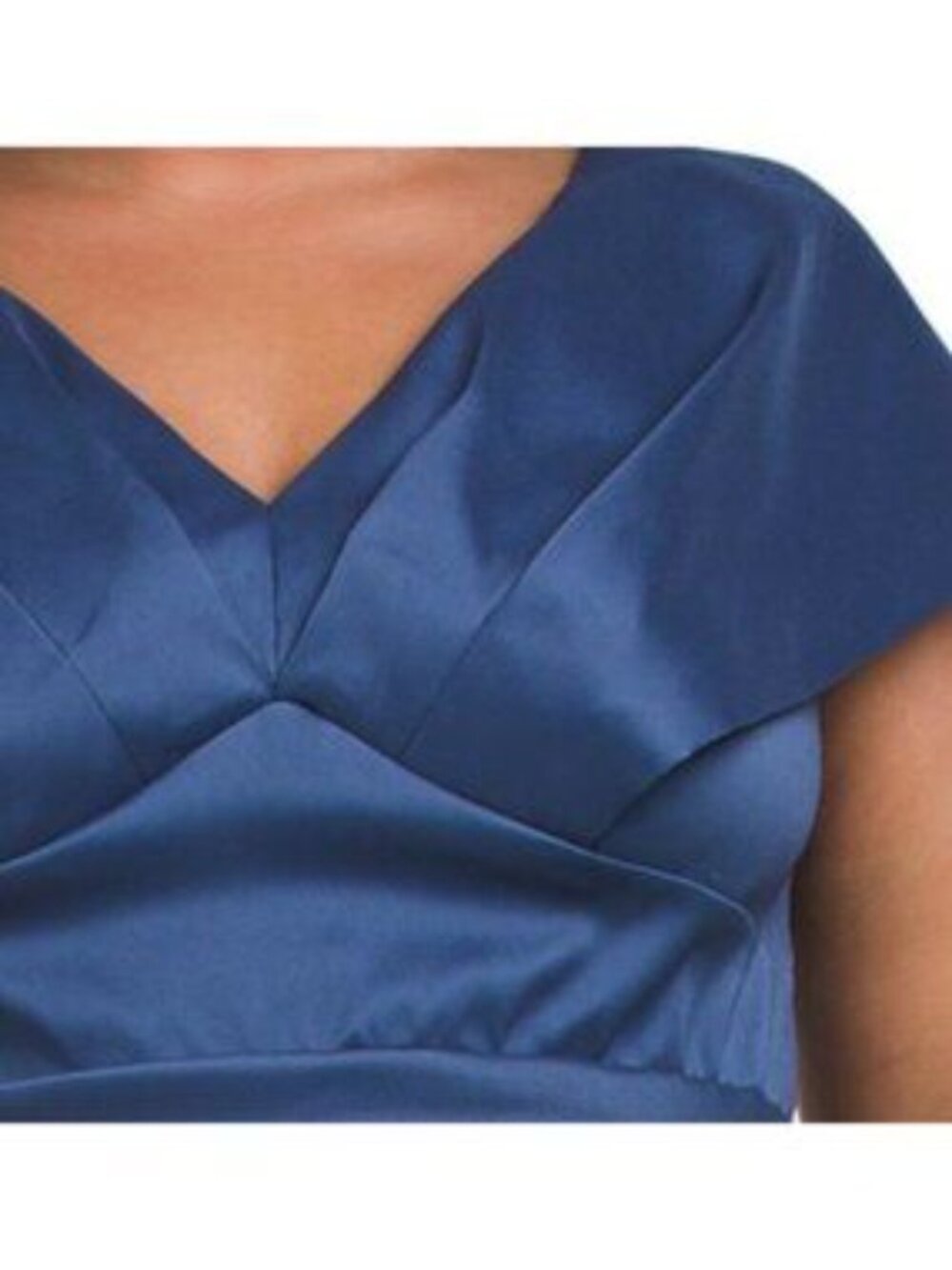 BETSY & ADAM Plus Made In Usa Long Mikado V-neck Dress - Picture 3 of 4